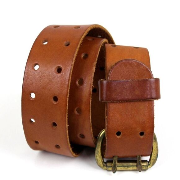Handmade TAN BROWN GENUINE LEATHER 1.5"Wd CASUAL DRESS WOMEN'S BELT Sz S (19M - Picture 1 of 12